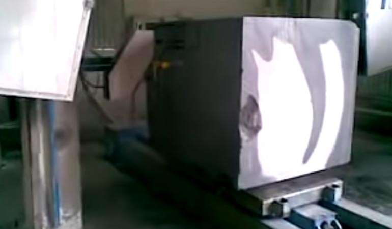 CNC wire saw cutting Limestone from CAD designed shape